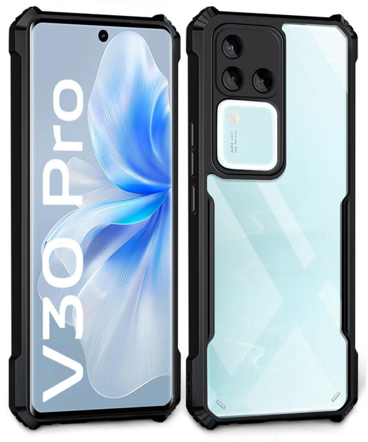 VAKIBO Super Premium Black Border Transparent Case With Corner Protection & Camera Protection Suitable for Vivo V30 Pro