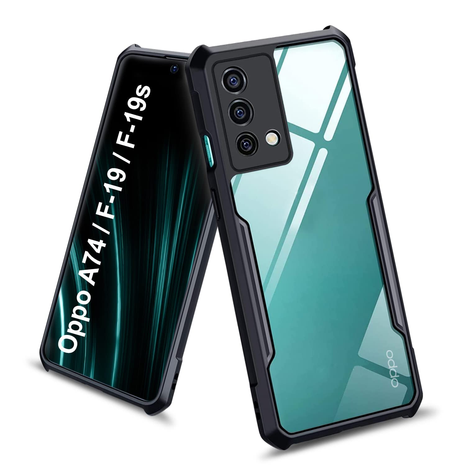 VAKIBO Super Premium Black Border Transparent Case With Corner Protection & Camera Protection Suitable for Oppo A74