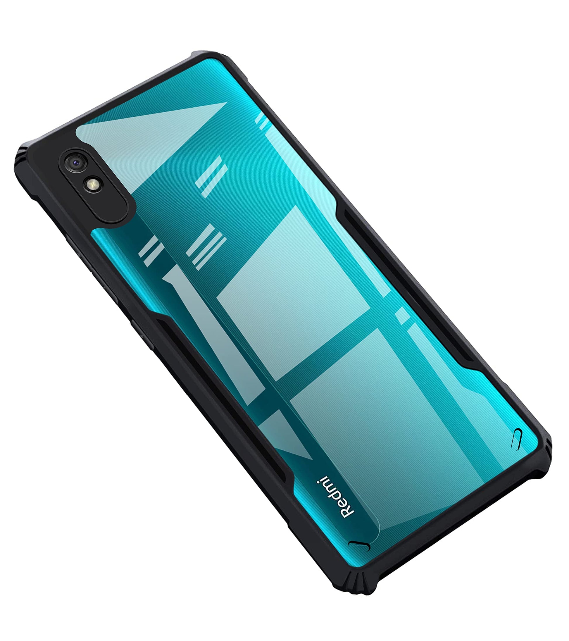 VAKIBO Super Premium Black Border Transparent Case With Corner Protection & Camera Protection Suitable for Mi Redmi 9A