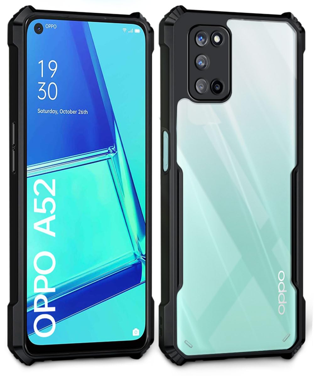 VAKIBO Super Premium Black Border Transparent Case With Corner Protection & Camera Protection Suitable for Oppo A72
