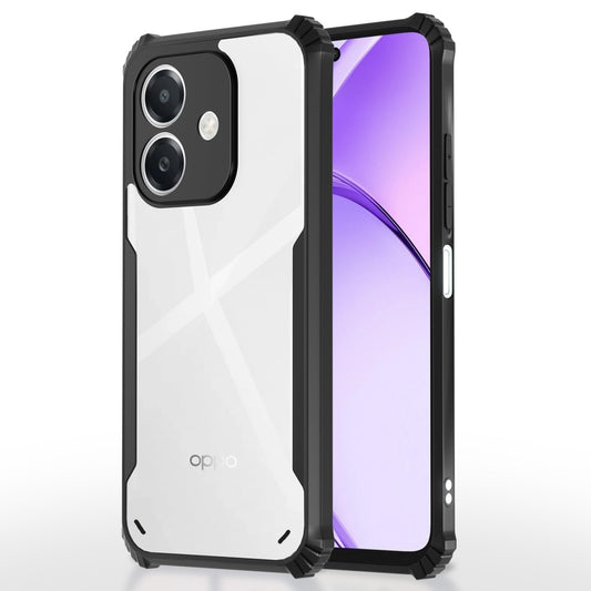 VAKIBO Best Selling Black and Transparent Coloured Made With Soft TPU and Acrylic Back Cover Case With 4 Corner and Camera Protection Suitable for Oppo A3x