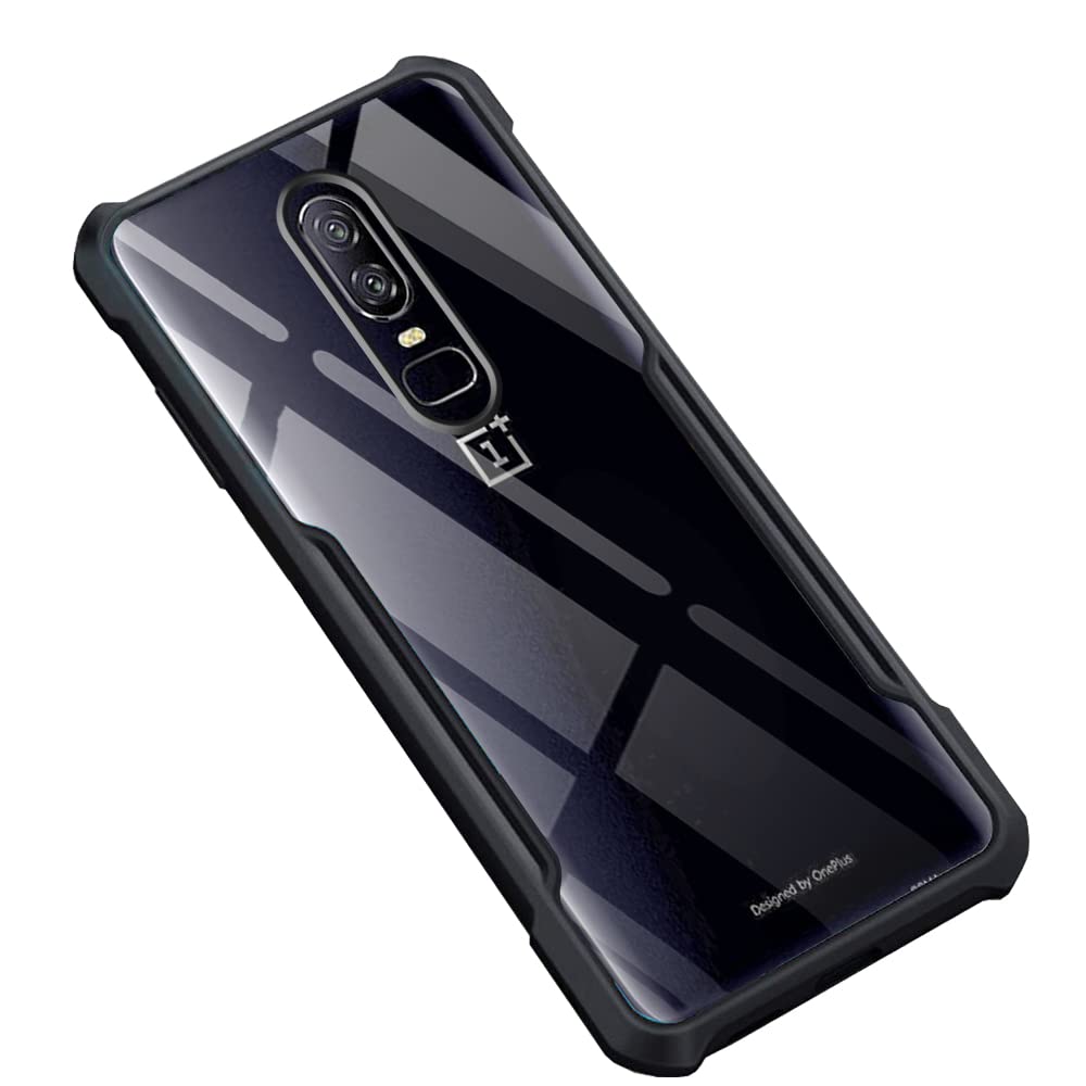 VAKIBO Super Premium Black Border Transparent Case With Corner Protection & Camera Protection Suitable for OnePlus 6
