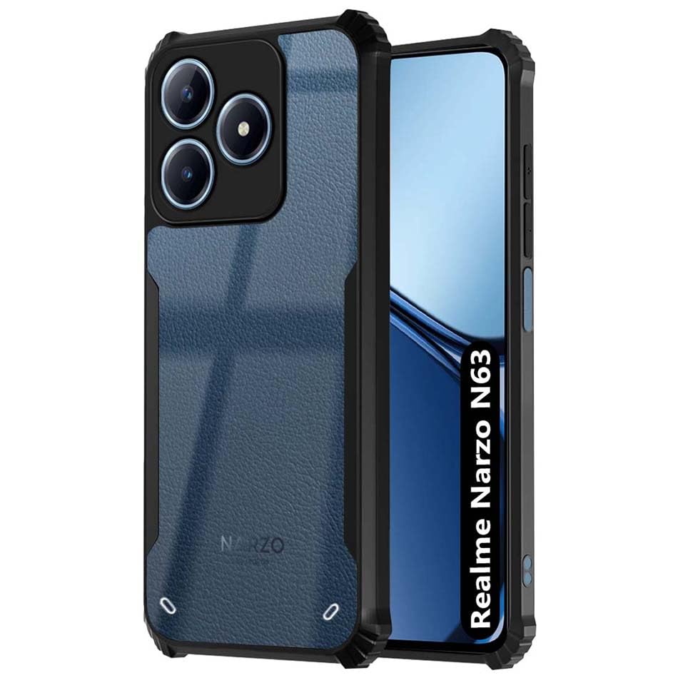 VAKIBO Super Premium Black Border Transparent Case With Corner Protection & Camera Protection Suitable for Realme Narzo N63