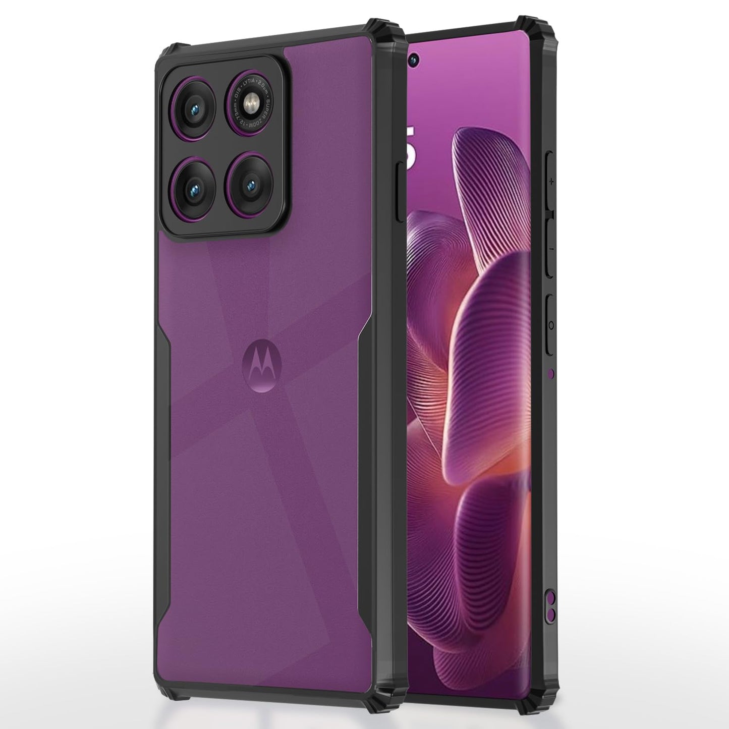 VAKIBO Super Premium Black Border Transparent Case With Corner Protection & Camera Protection Suitable for Moto Edge 60 Pro