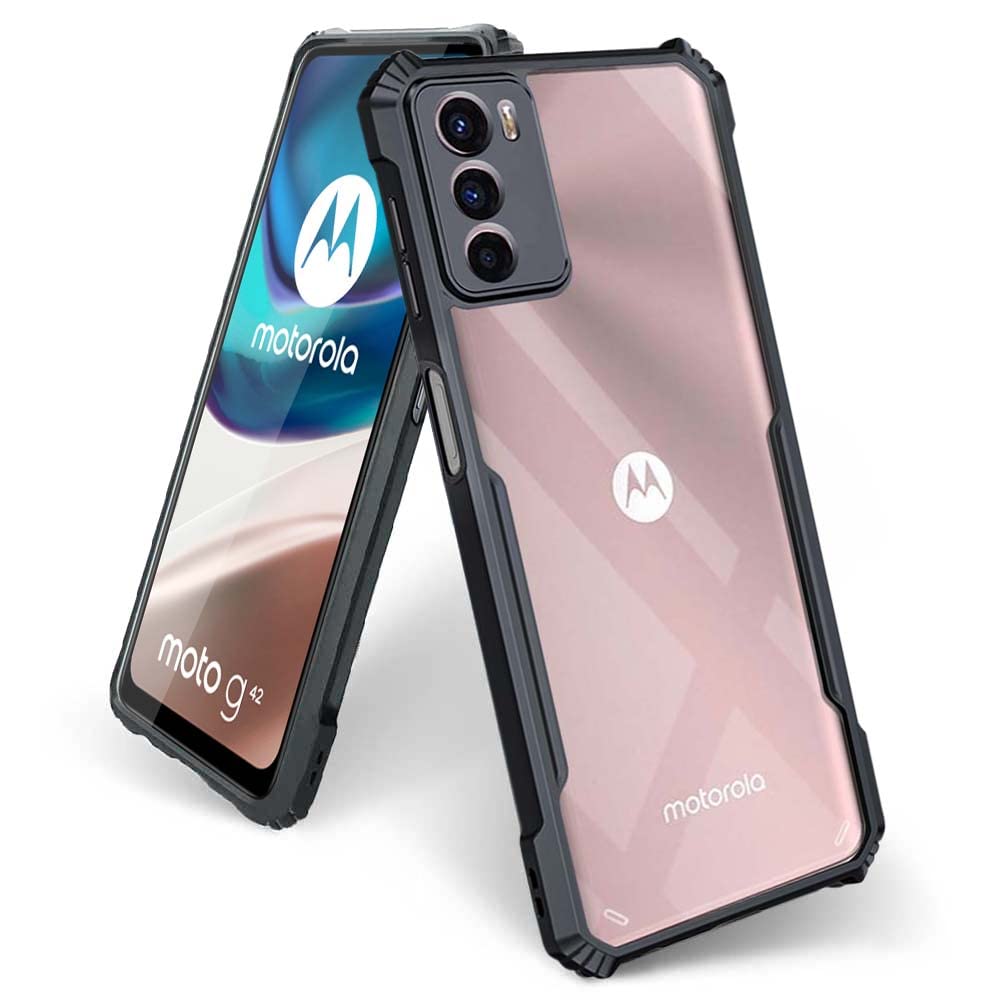 VAKIBO Super Premium Black Border Transparent Case With Corner Protection & Camera Protection Suitable for Moto G42
