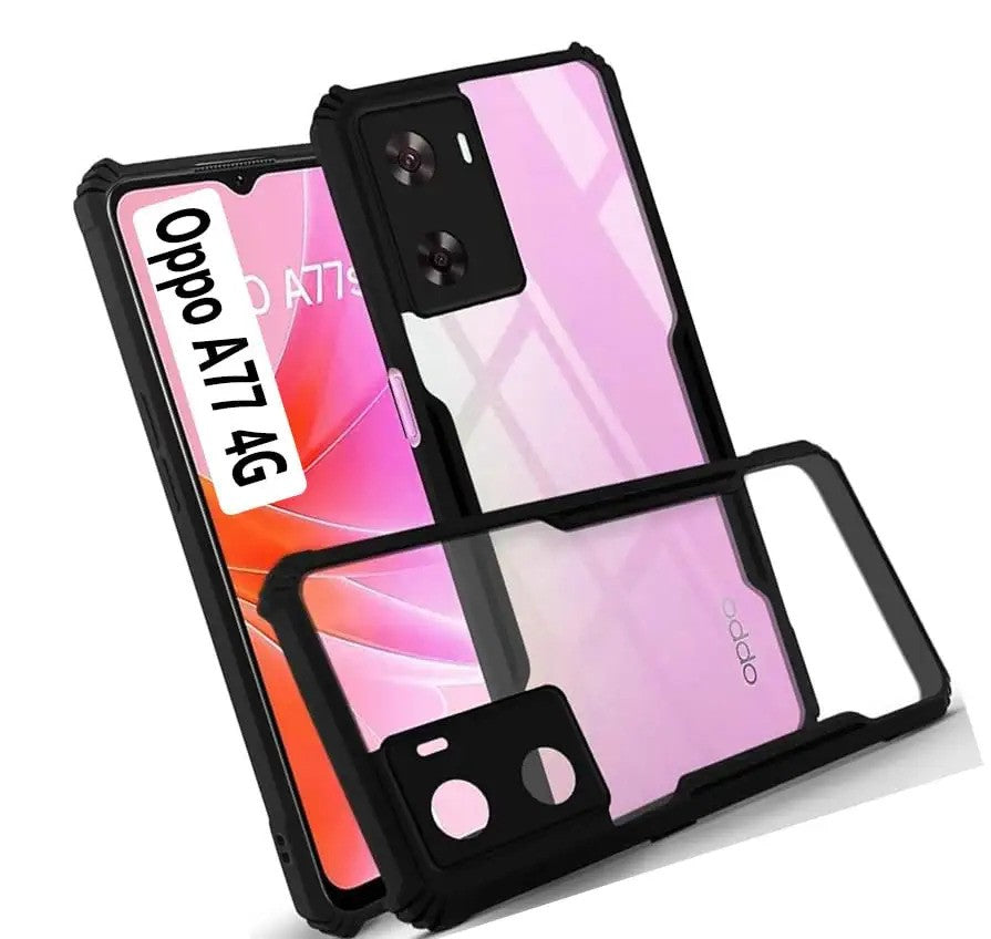 VAKIBO Super Premium Black Border Transparent Case With Corner Protection & Camera Protection Suitable for Oppo A77