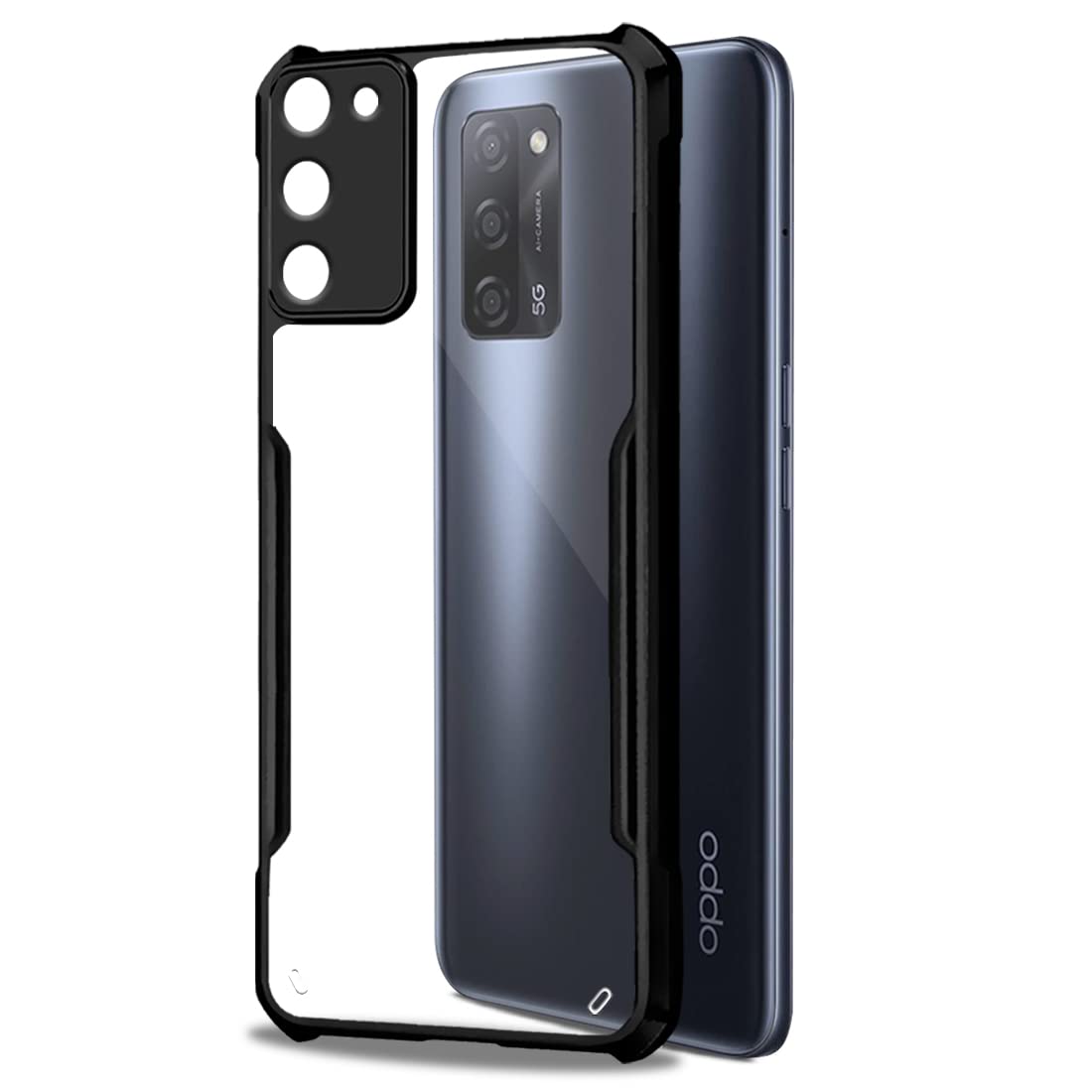 VAKIBO Super Premium Black Border Transparent Case With Corner Protection & Camera Protection Suitable for Oppo A55 5G