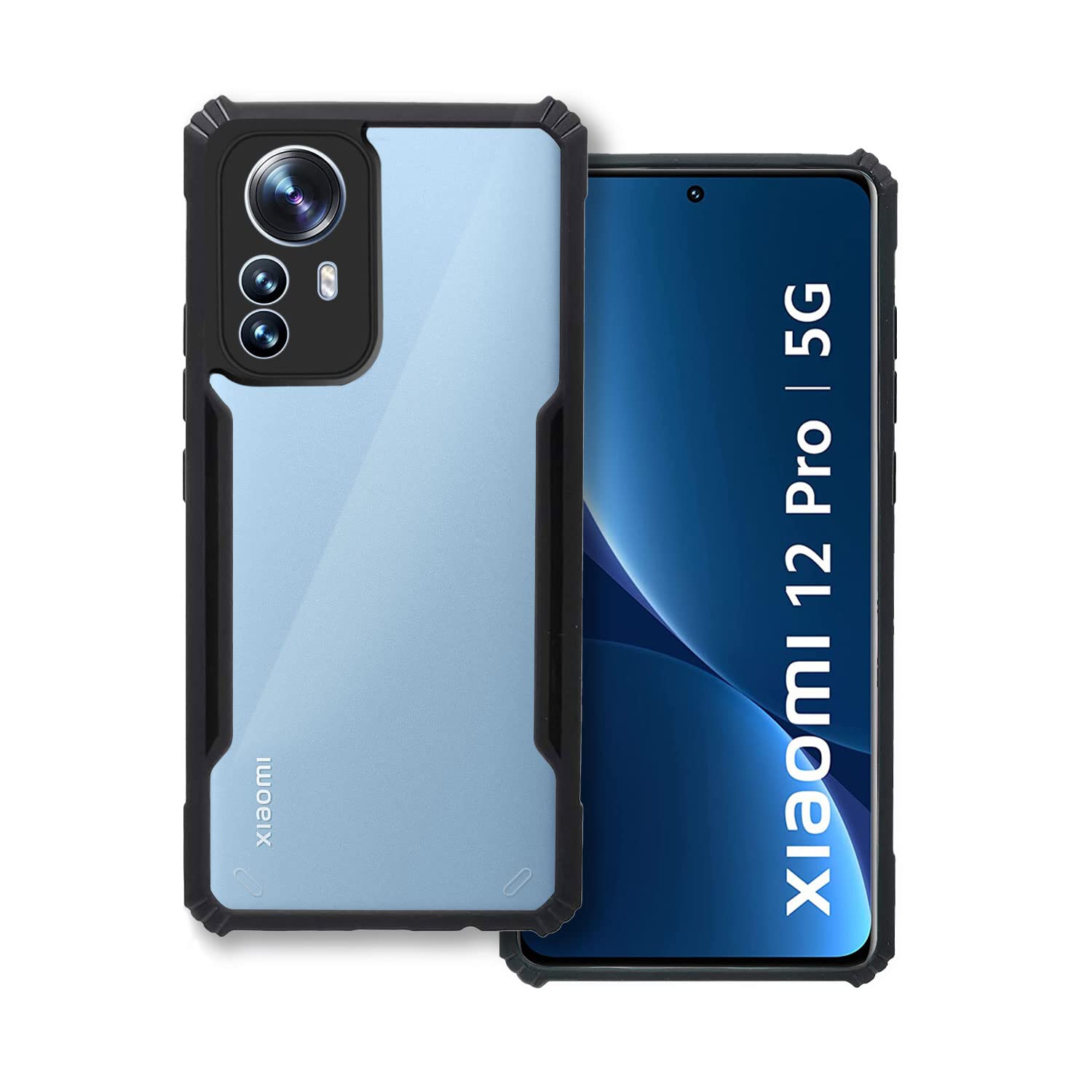VAKIBO Super Premium Black Border Transparent Case With Corner Protection & Camera Protection Suitable for Xiaomi 12 Pro 5G