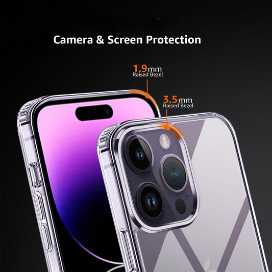 VAKIBO Premium Clear 1.5MM Thick Transparent Soft TPU Rubber Back Cover Case With Camera Protection Suitable for Iphone 14 Pro Max