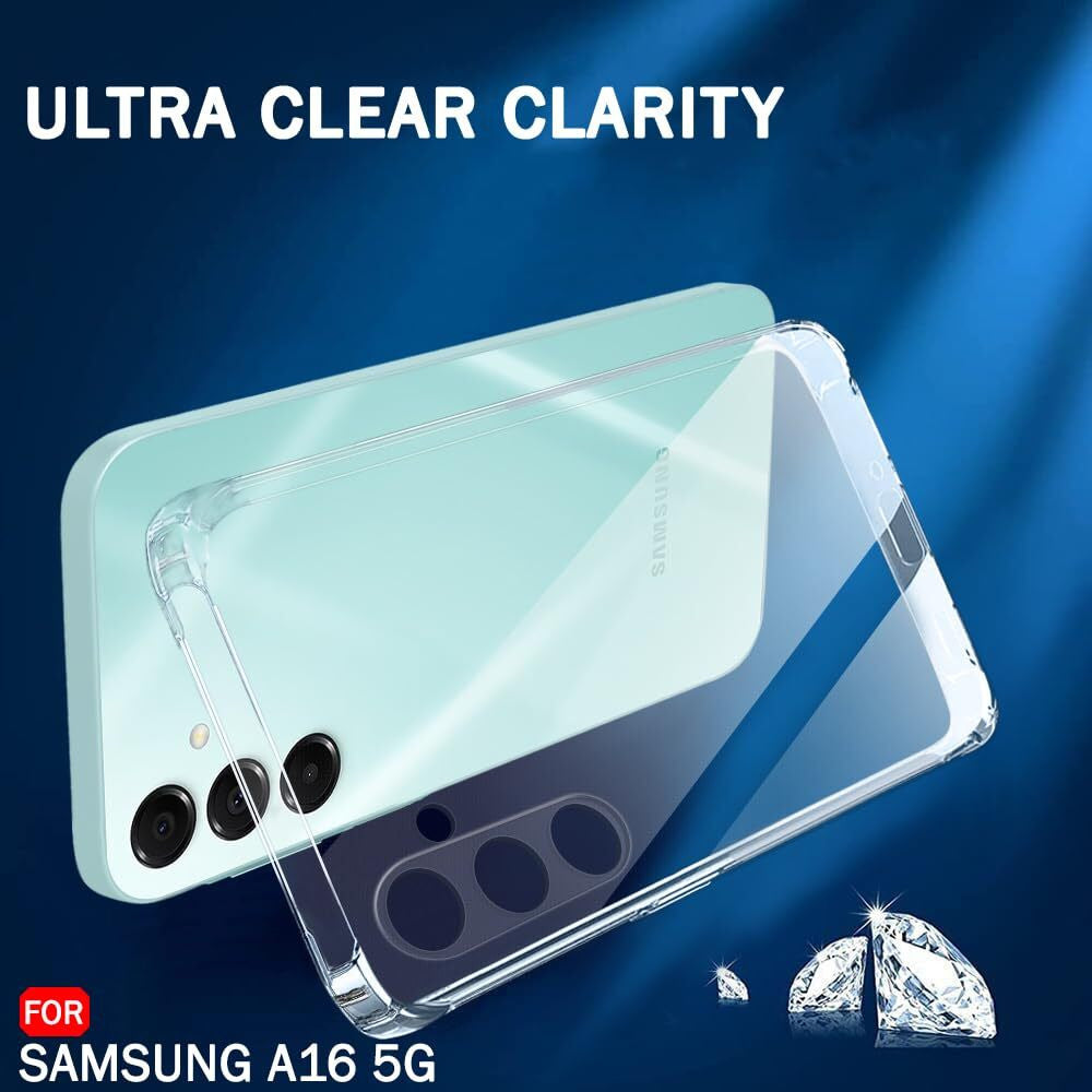 VAKIBO Premium Clear 1.5MM Thick Transparent Soft TPU Rubber Back Cover Case With Camera Protection Suitable for Samsung Galaxy A16 5G