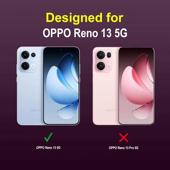VAKIBO Best Selling Black and Transparent Coloured Made With Soft TPU and Acrylic Back Cover Case With 4 Corner and Camera Protection Suitable for Oppp Reno 13
