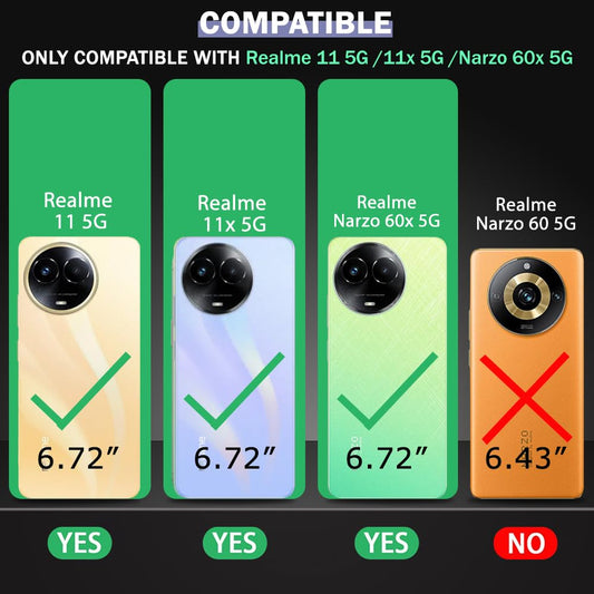 VAKIBO Super Premium Black Border Transparent Case With Corner Protection & Camera Protection Suitable for Realme Narzo 60x 5G