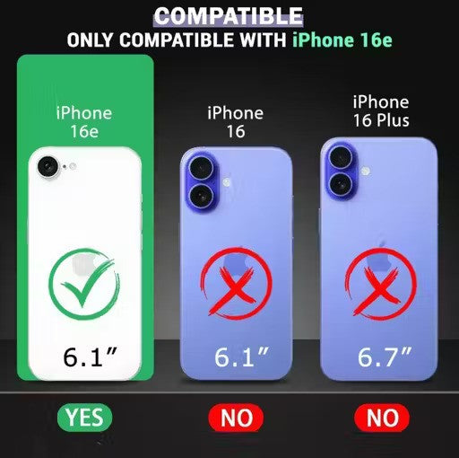 VAKIBO Best Selling Black and Transparent Coloured Made With Soft TPU and Acrylic Back Cover Case With 4 Corner and Camera Protection Suitable for iPhone 16E