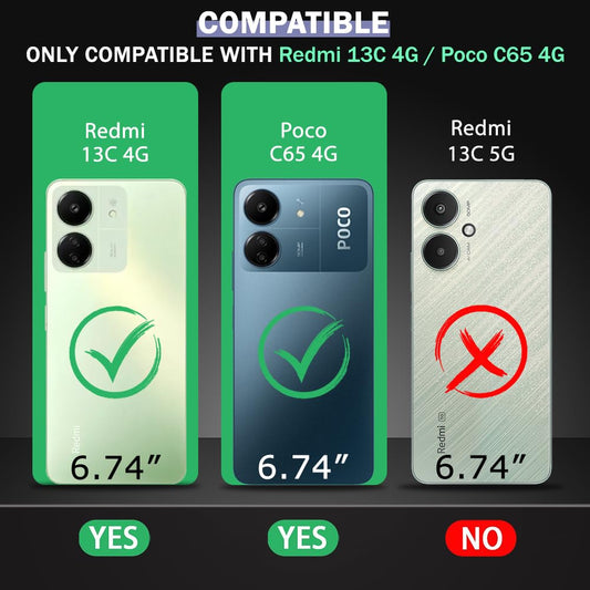 VAKIBO Super Premium Black Border Transparent Case With Corner Protection & Camera Protection Suitable for Mi Redmi 13C 4G