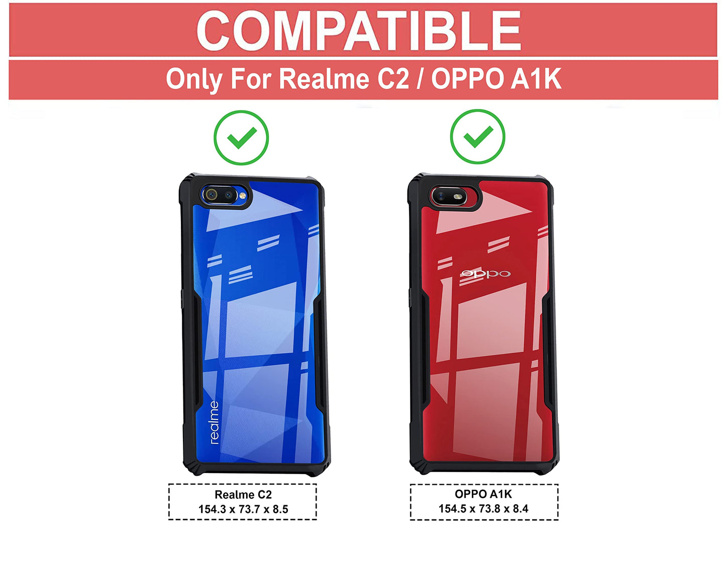 VAKIBO Super Premium Black Border Transparent Case With Corner Protection & Camera Protection Suitable for Oppo A1K