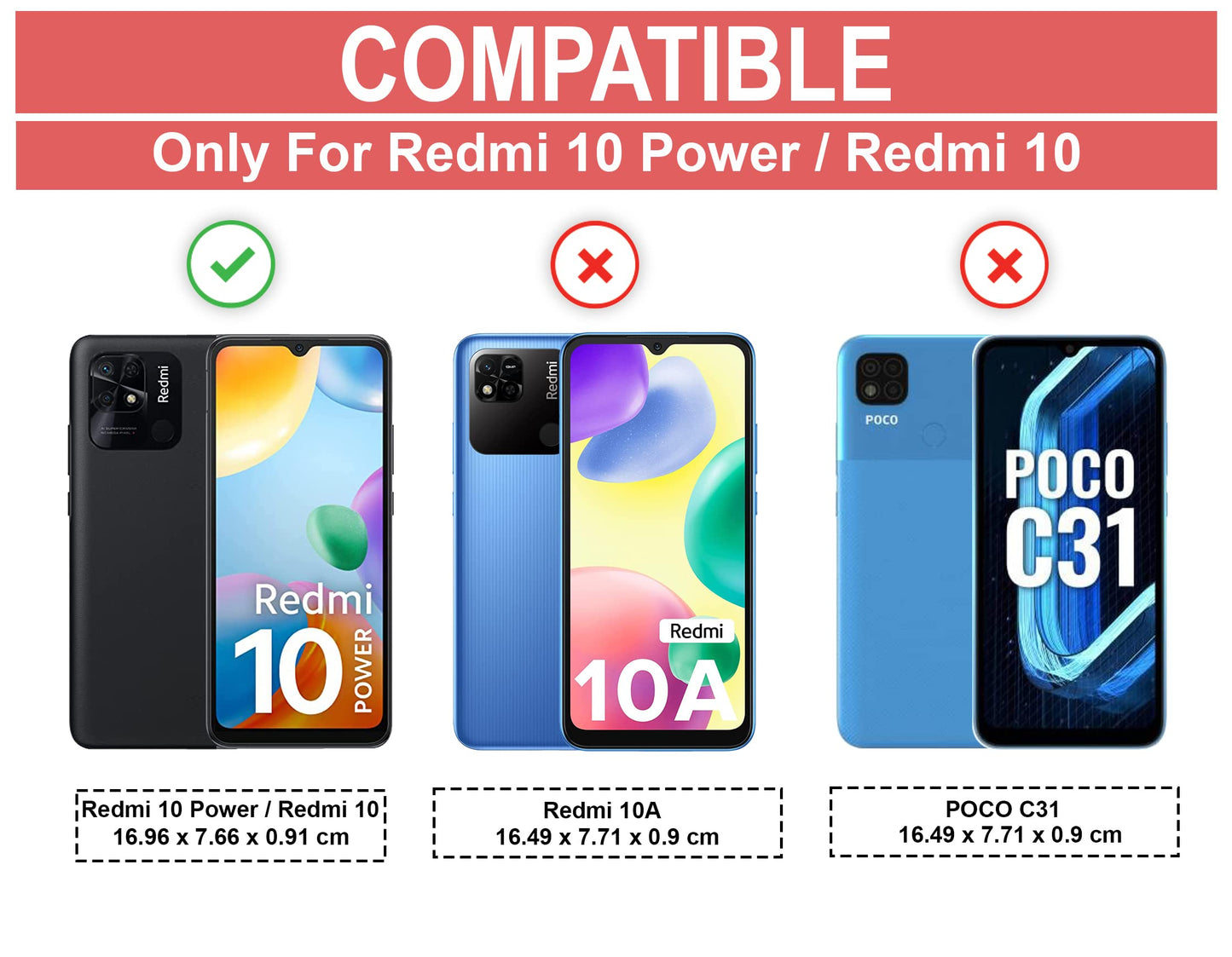 VAKIBO Super Premium Black Border Transparent Case With Corner Protection & Camera Protection Suitable for Mi Redmi 10C