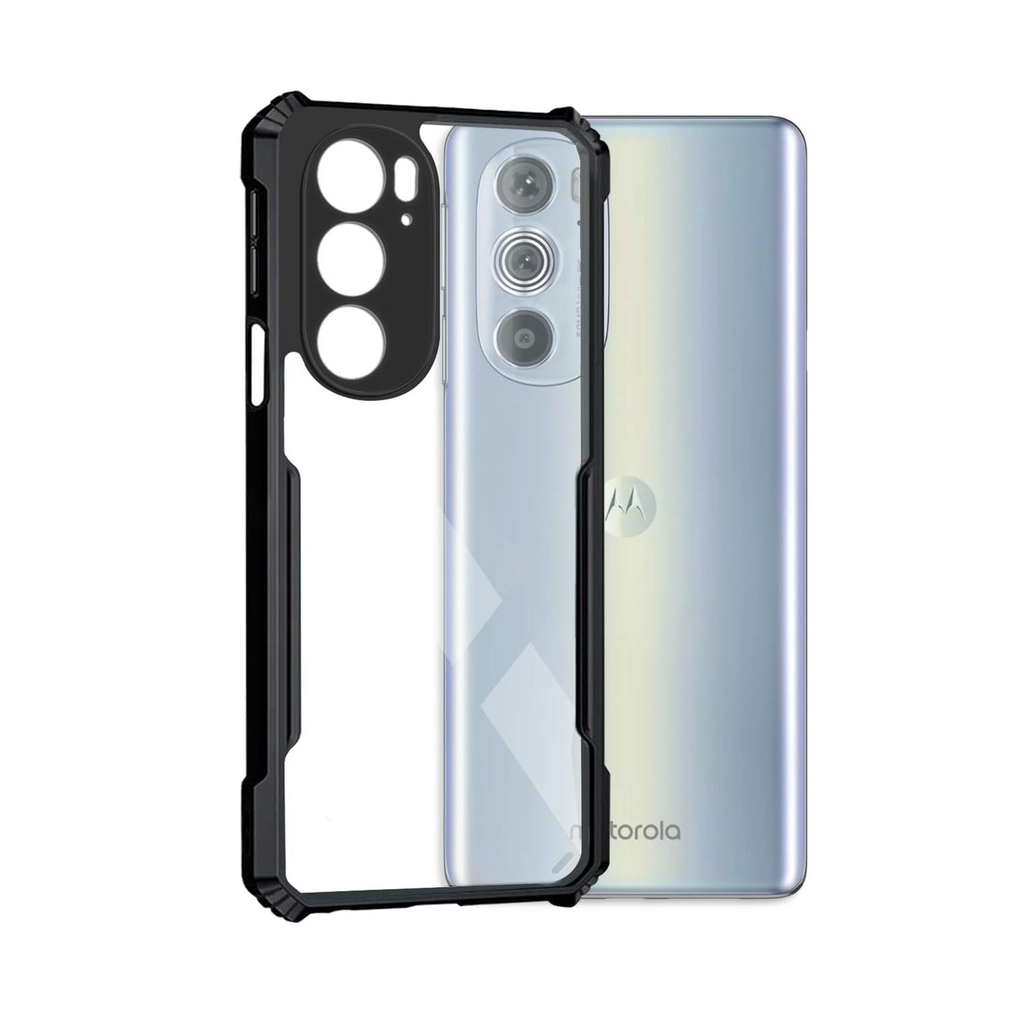 VAKIBO Super Premium Black Border Transparent Case With Corner Protection & Camera Protection Suitable for Moto Edge 30 Pro