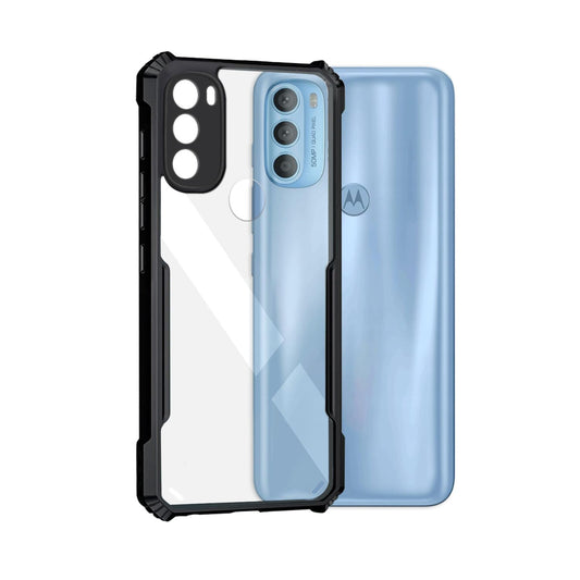 VAKIBO Super Premium Black Border Transparent Case With Corner Protection & Camera Protection Suitable for Moto G71