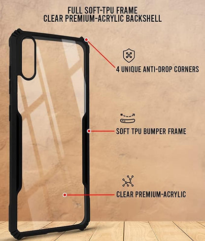 VAKIBO Super Premium Black Border Transparent Case With Corner Protection & Camera Protection Suitable for Samsung Galaxy A02