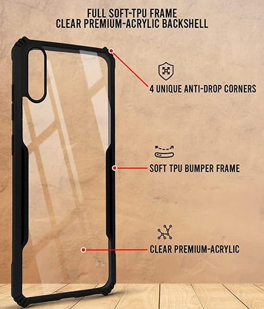 VAKIBO Super Premium Black Border Transparent Case With Corner Protection & Camera Protection Suitable for Samsung Galaxy A02