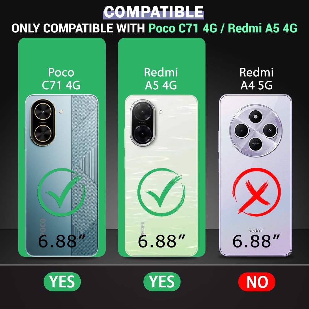VAKIBO Best Selling Black and Transparent Coloured Made With Soft TPU and Acrylic Back Cover Case With 4 Corner and Camera Protection Suitable for Mi Poco C71