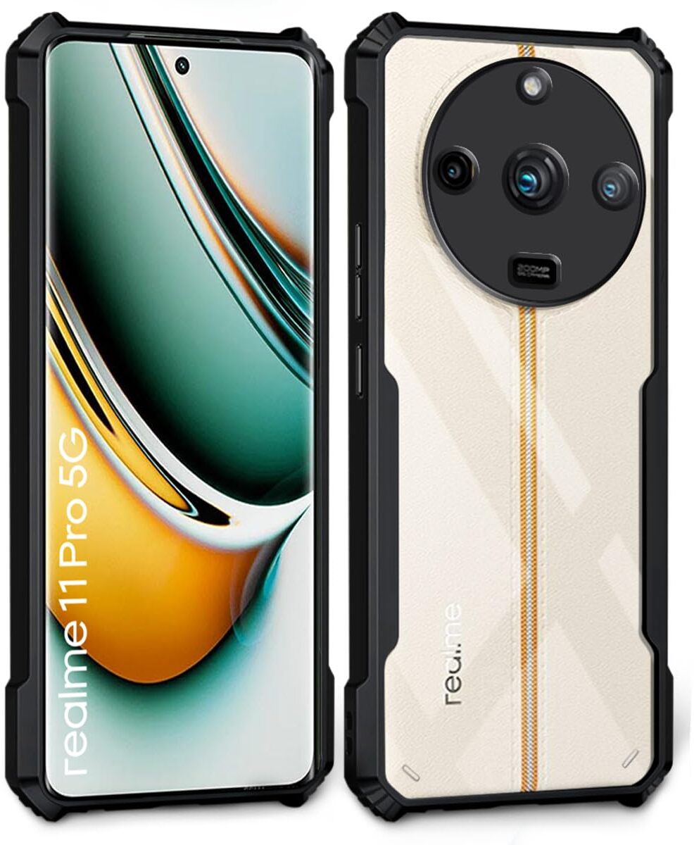 VAKIBO Super Premium Black Border Transparent Case With Corner Protection & Camera Protection Suitable for Realme 11 Pro