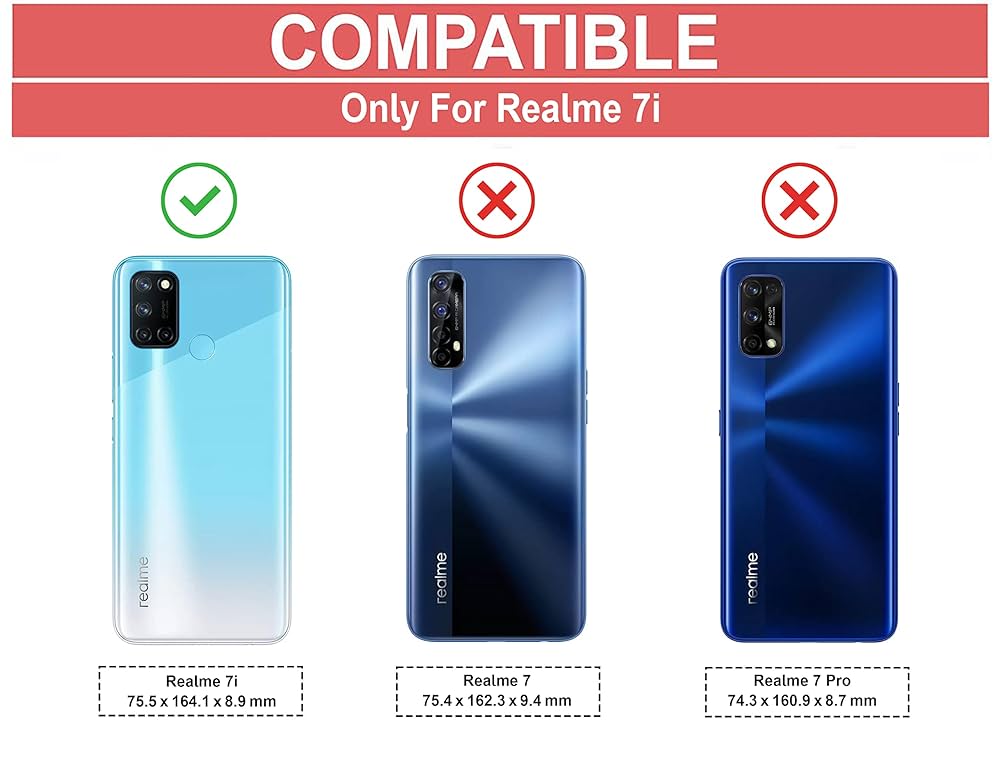 VAKIBO Best Selling Black and Transparent Coloured Made With Soft TPU and Acrylic Back Cover Case With 4 Corner and Camera Protection Suitable for Realme 7i