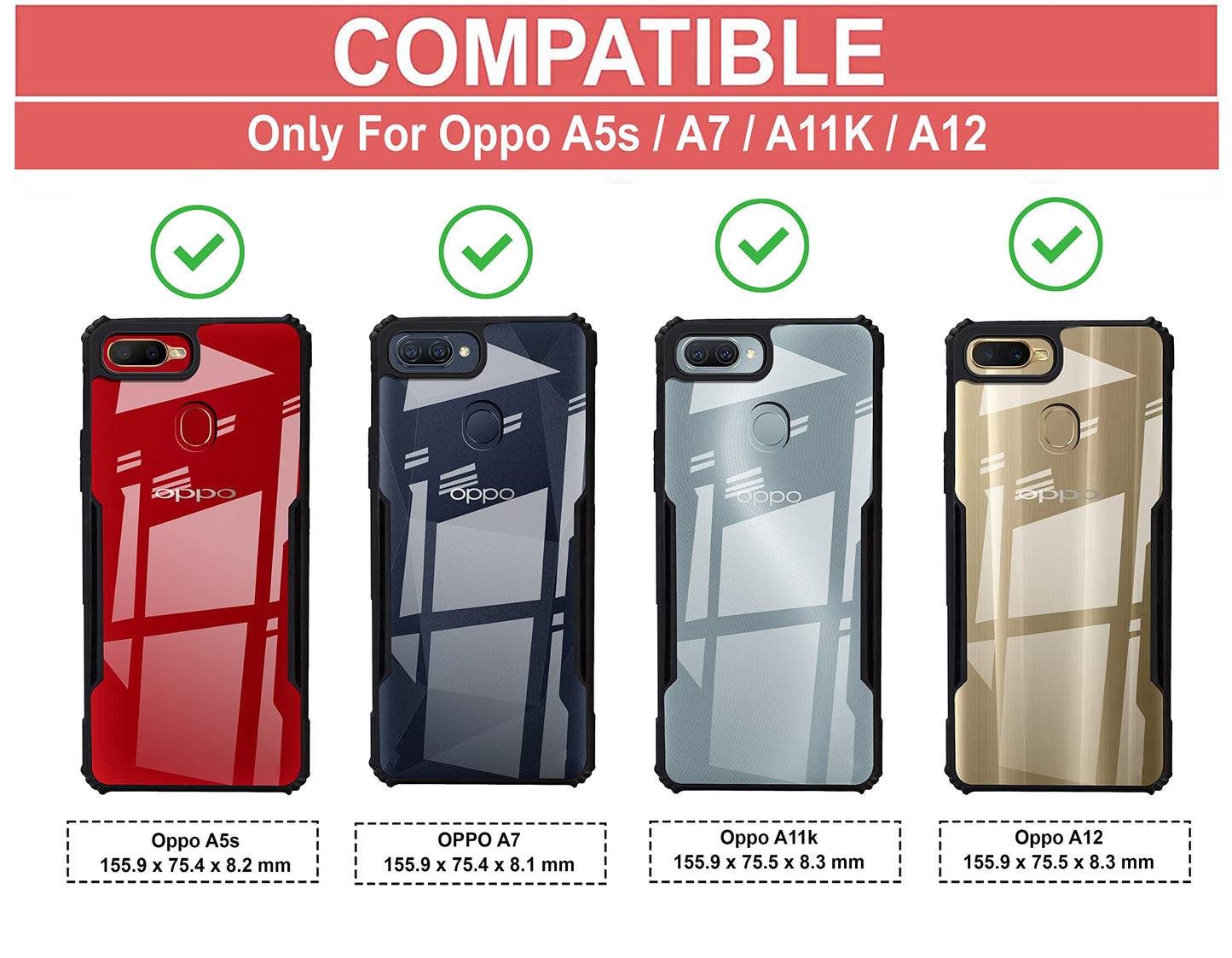 VAKIBO Super Premium Black Border Transparent Case With Corner Protection & Camera Protection Suitable for Oppo A11K