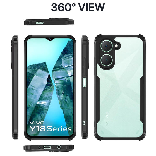 VAKIBO Super Premium Black Border Transparent Case With Corner Protection & Camera Protection Suitable for Vivo Y37