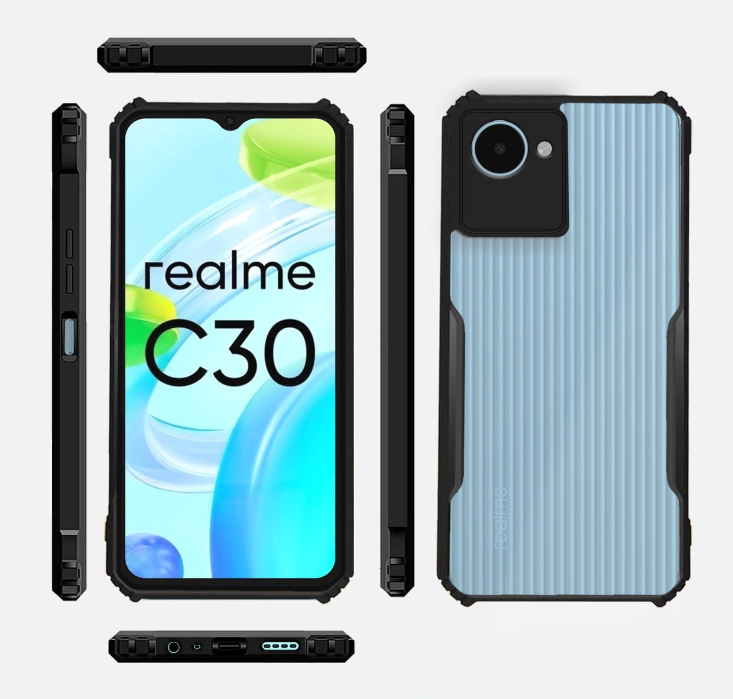 VAKIBO Super Premium Black Border Transparent Case With Corner Protection & Camera Protection Suitable for Realme Narzo 50i Prime