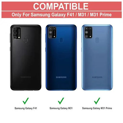 VAKIBO Best Selling Black and Transparent Coloured Made With Soft TPU and Acrylic Back Cover Case With 4 Corner and Camera Protection Suitable for Samsung Galaxy F41