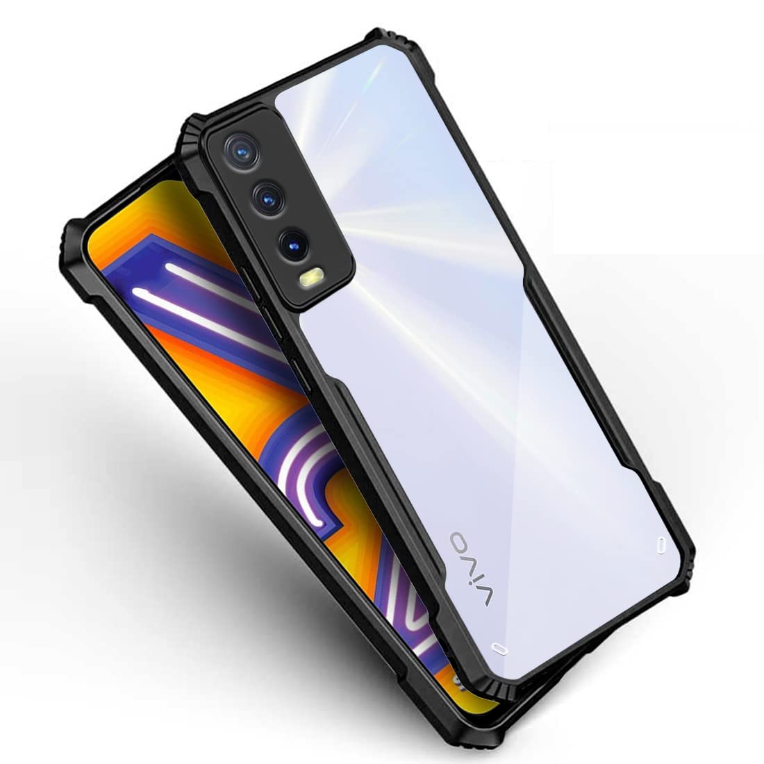 VAKIBO Super Premium Black Border Transparent Case With Corner Protection & Camera Protection Suitable for Vivo Y20G 2021