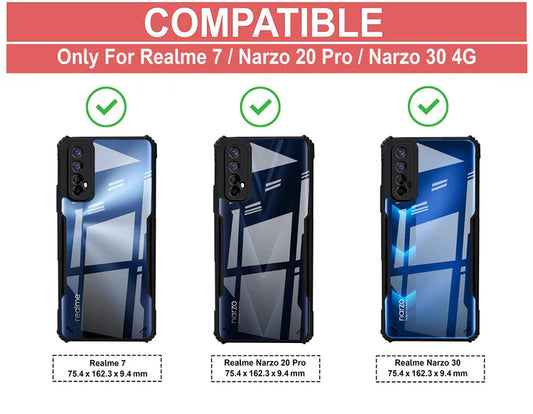 VAKIBO Best Selling Black and Transparent Back Cover Case Made With Soft TPU and Acrylic With 4 Corner and Camera Protection Suitable for Realme Narzo 20 Pro