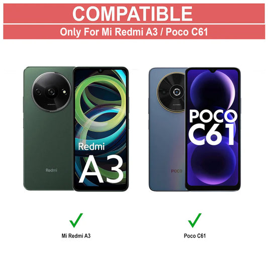 VAKIBO Super Premium Black Border Transparent Case With Corner Protection & Camera Protection Suitable for Mi Redmi A3 2024