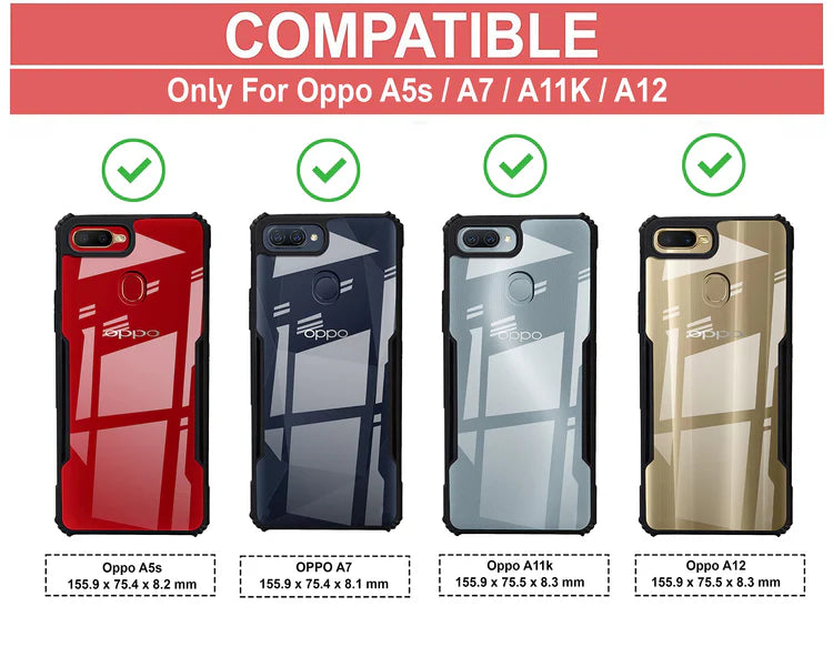 VAKIBO Super Premium Black Border Transparent Case With Corner Protection & Camera Protection Suitable for Oppo A12