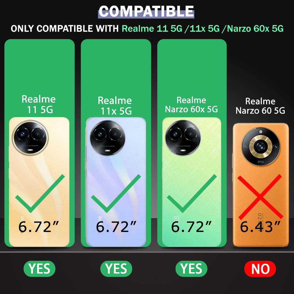 VAKIBO Super Premium Black Border Transparent Case With Corner Protection & Camera Protection Suitable for Realme 11X 5G