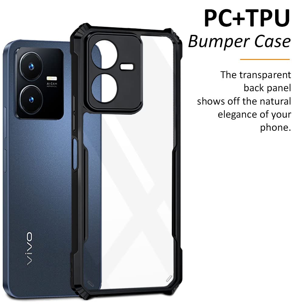 VAKIBO Super Premium Black Border Transparent Case With Corner Protection & Camera Protection Suitable for Vivo Y22