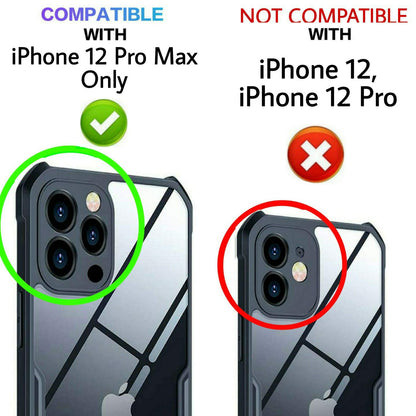 VAKIBO Best Selling Black and Transparent Coloured Made With Soft TPU and Acrylic Back Cover Case With 4 Corner and Camera Protection Suitable for iPhone 12 Pro Max