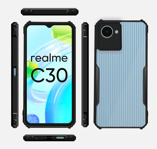VAKIBO Super Premium Black Border Transparent Case With Corner Protection & Camera Protection Suitable for Realme C30