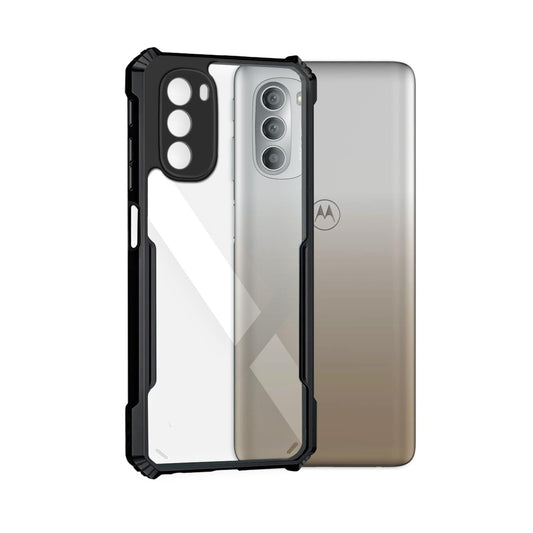 VAKIBO Super Premium Black Border Transparent Case With Corner Protection & Camera Protection Suitable for Moto G51