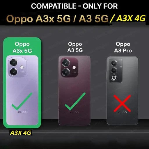 VAKIBO Best Selling Black and Transparent Coloured Made With Soft TPU and Acrylic Back Cover Case With 4 Corner and Camera Protection Suitable for Oppo A3x