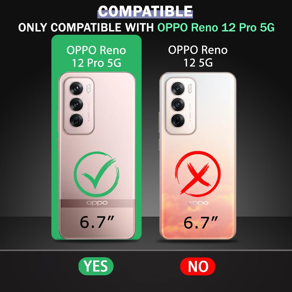 VAKIBO Best Selling Black and Transparent Coloured Made With Soft TPU and Acrylic Back Cover Case With 4 Corner and Camera Protection Suitable for Oppp Reno 12 Pro