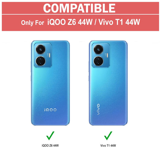 VAKIBO Best Selling Black and Transparent Coloured Made With Soft TPU and Acrylic Back Cover Case With 4 Corner and Camera Protection Suitable for Vivo T1 44W
