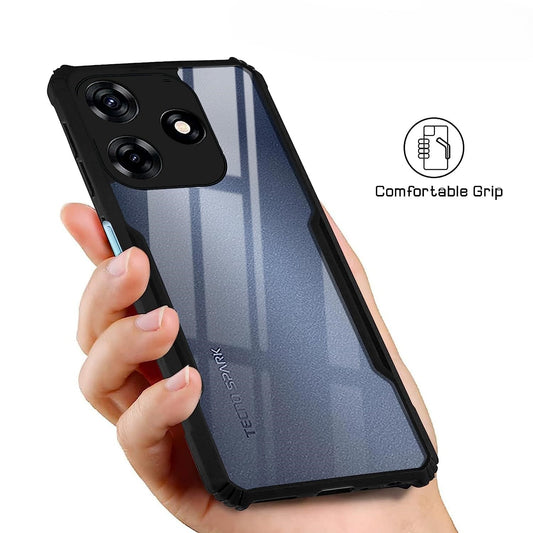 VAKIBO Super Premium Black Border Transparent Case With Corner Protection & Camera Protection Suitable for Tecno Spark Go 2024