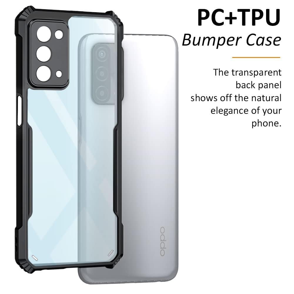 VAKIBO Super Premium Black Border Transparent Case With Corner Protection & Camera Protection Suitable for Oppo A74 5G