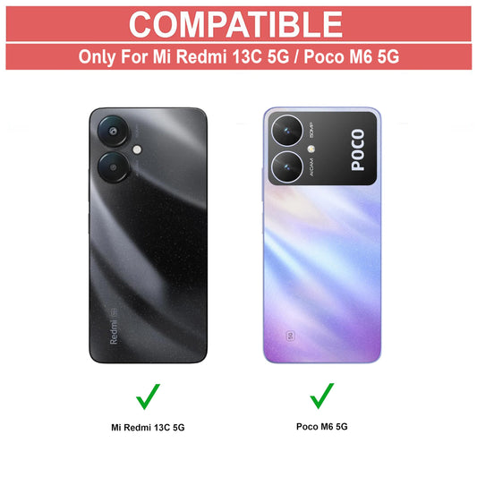 VAKIBO Super Premium Black Border Transparent Case With Corner Protection & Camera Protection Suitable for Mi Redmi 13C 5G