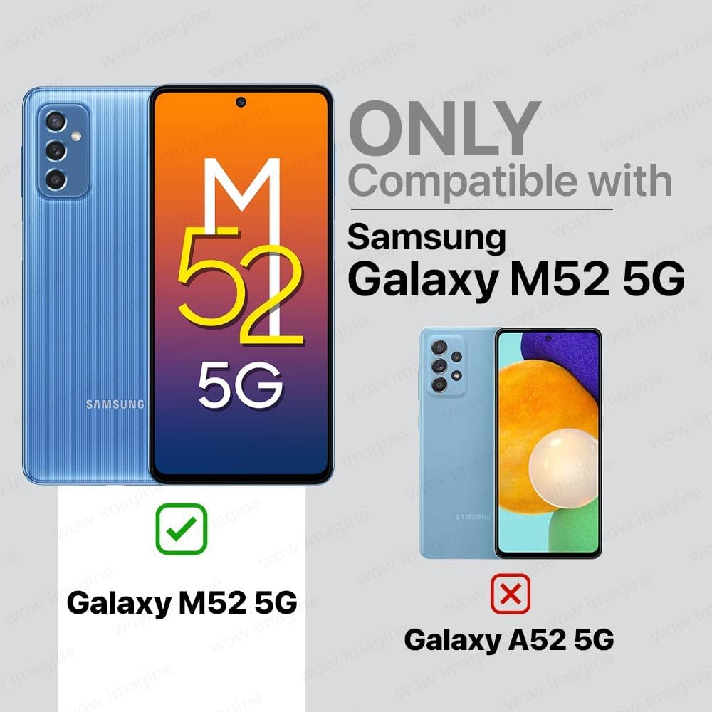 VAKIBO Best Selling Black and Transparent Coloured Made With Soft TPU and Acrylic Back Cover Case With 4 Corner and Camera Protection Suitable for Samsung Galaxy M52