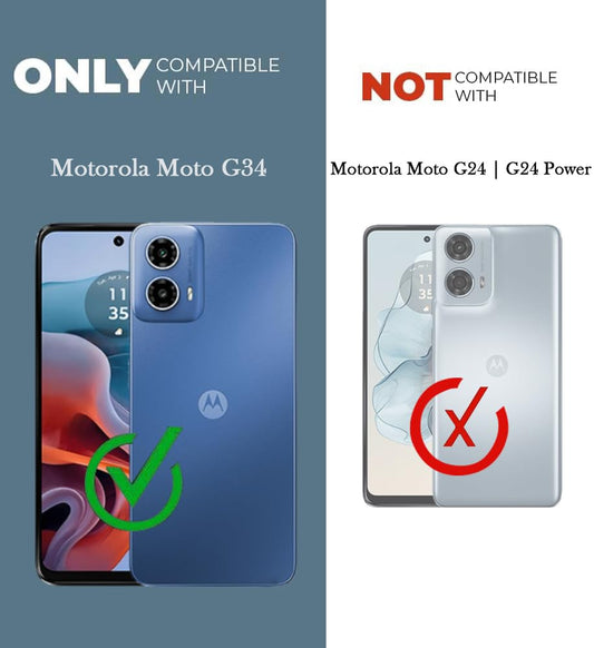 VAKIBO Super Premium Black Border Transparent Case With Corner Protection & Camera Protection Suitable for Moto G34