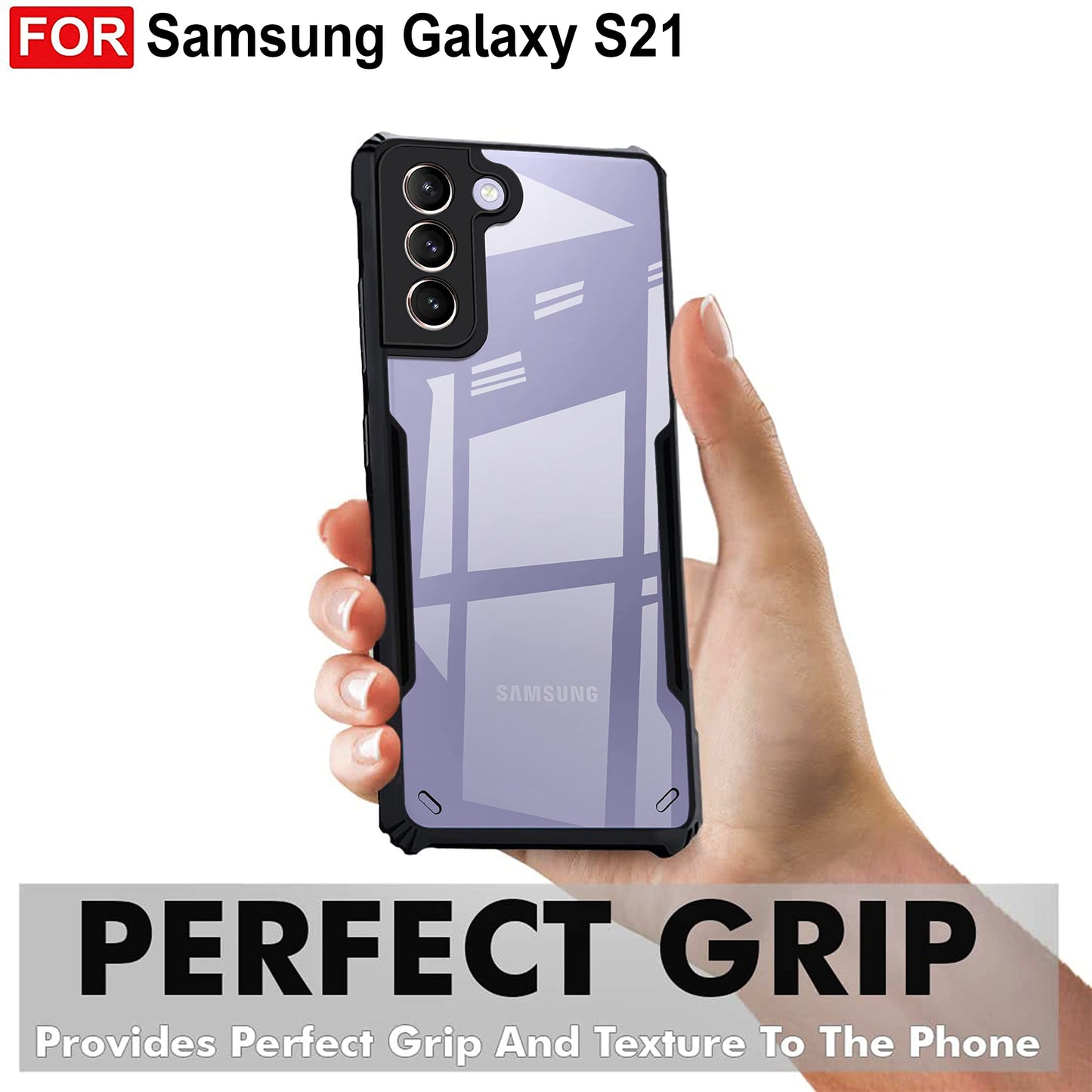 VAKIBO Super Premium Black Border Transparent Case With Corner Protection & Camera Protection Suitable for Samsung S21
