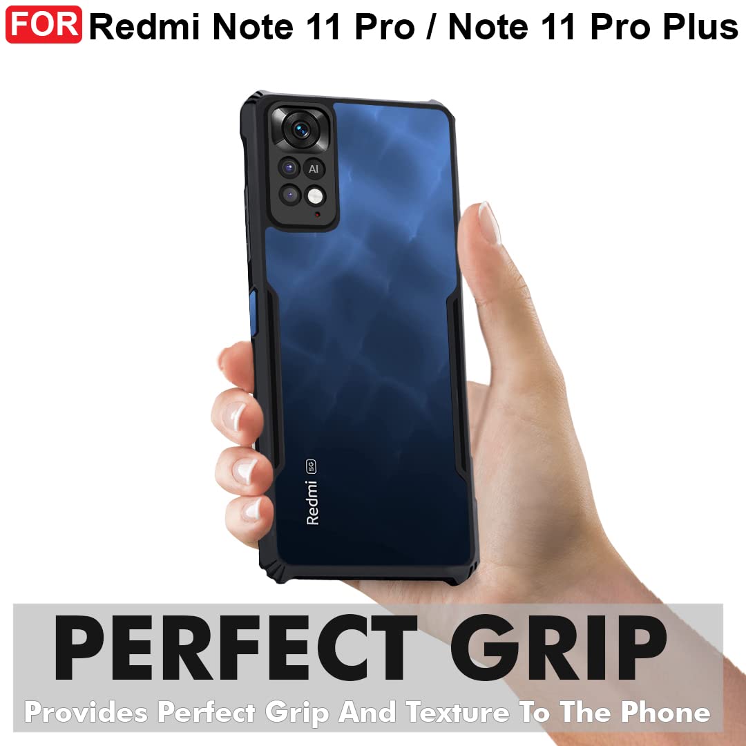 VAKIBO Super Premium Black Border Transparent Case With Corner Protection & Camera Protection Suitable for Mi  Redmi Note 11 Pro
